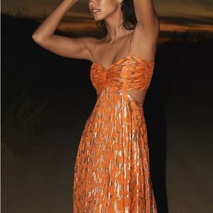 DELFI Adele Pleated Silk Cut Out Dress, Size M